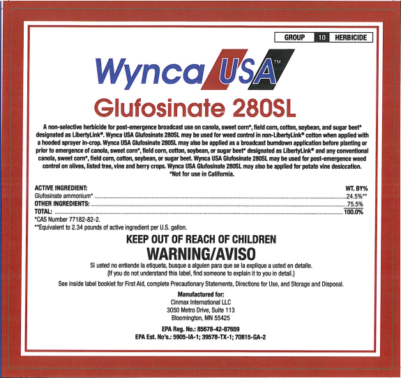 A label for the wynca usa glufosinate 2 8 0 sl.