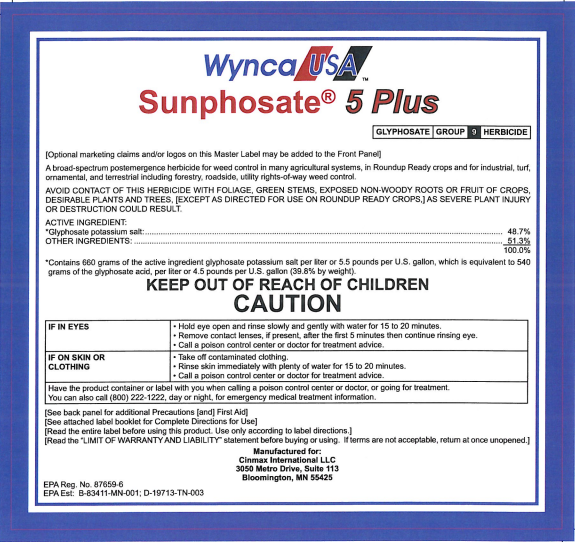 A wynco sunphosate 5 plus label is shown.