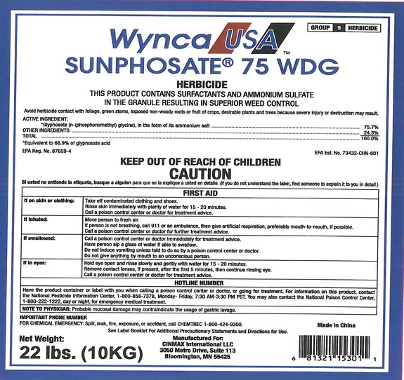 A label for wynco sunphosate 7 5 wdg.